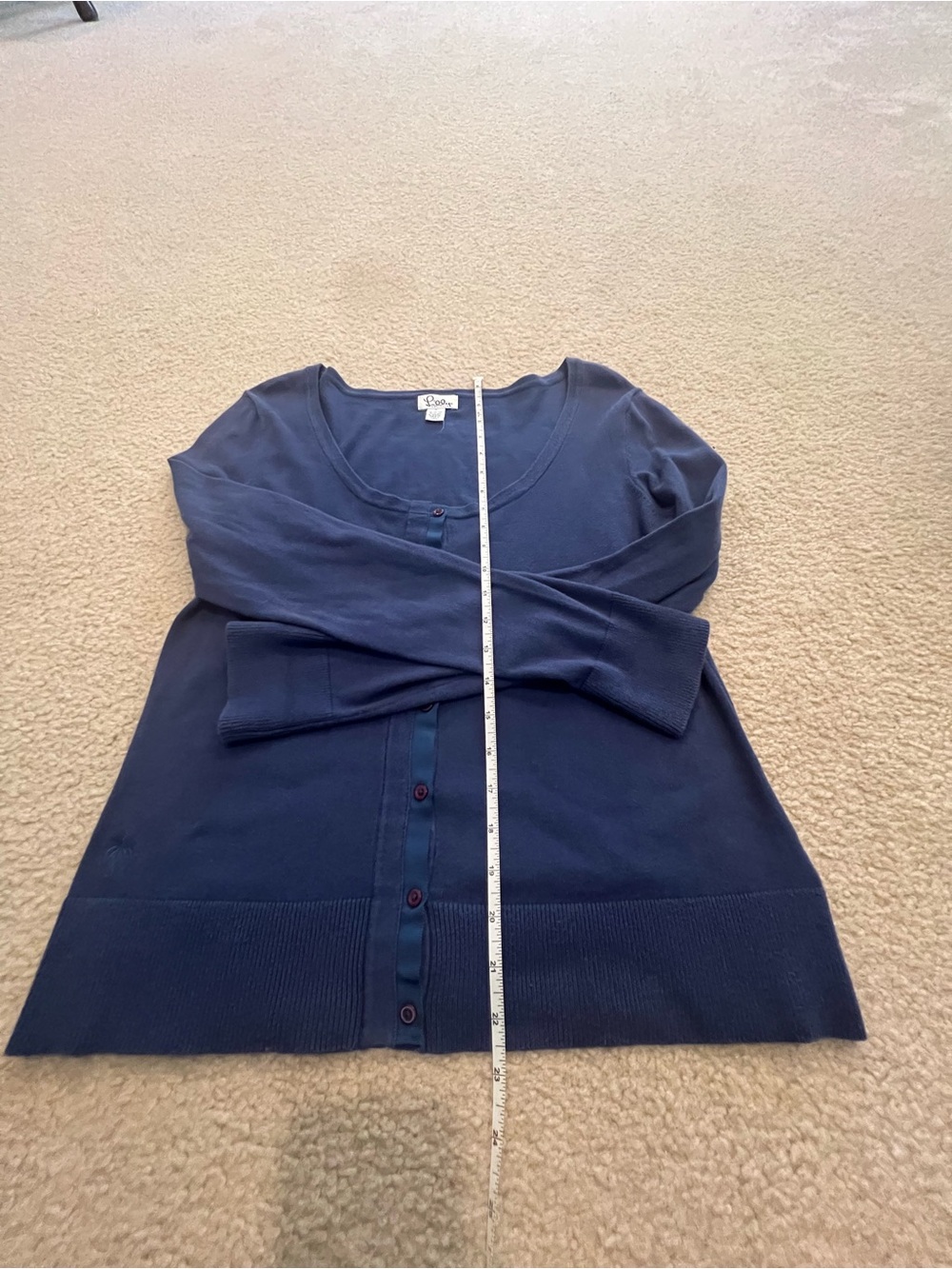 Lilly Pulitzer Navy Scoop-Neck Button Cardigan - Picture 6 of 6